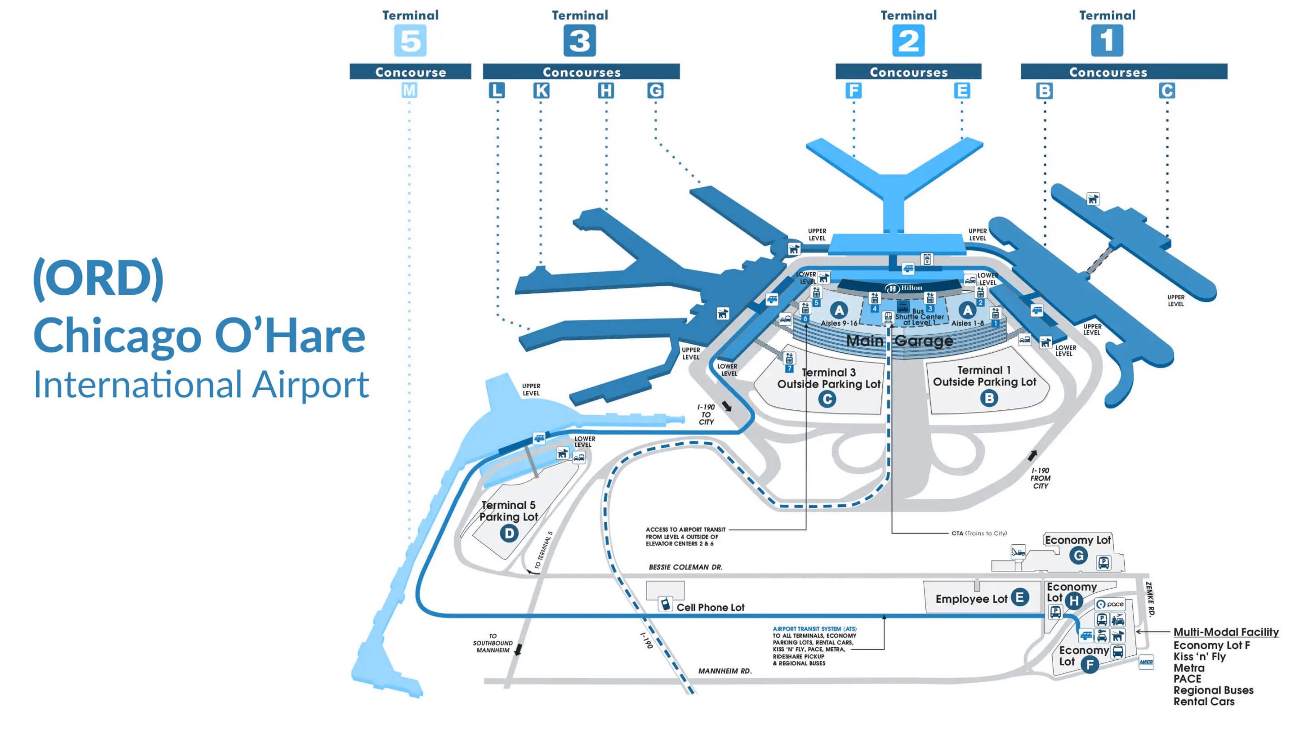 Terminal Map of the Chicago O'Hare Airport (ORD)